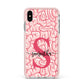 Brain Background with Monogram and Text Apple iPhone Xs Max Impact Case Pink Edge on Silver Phone