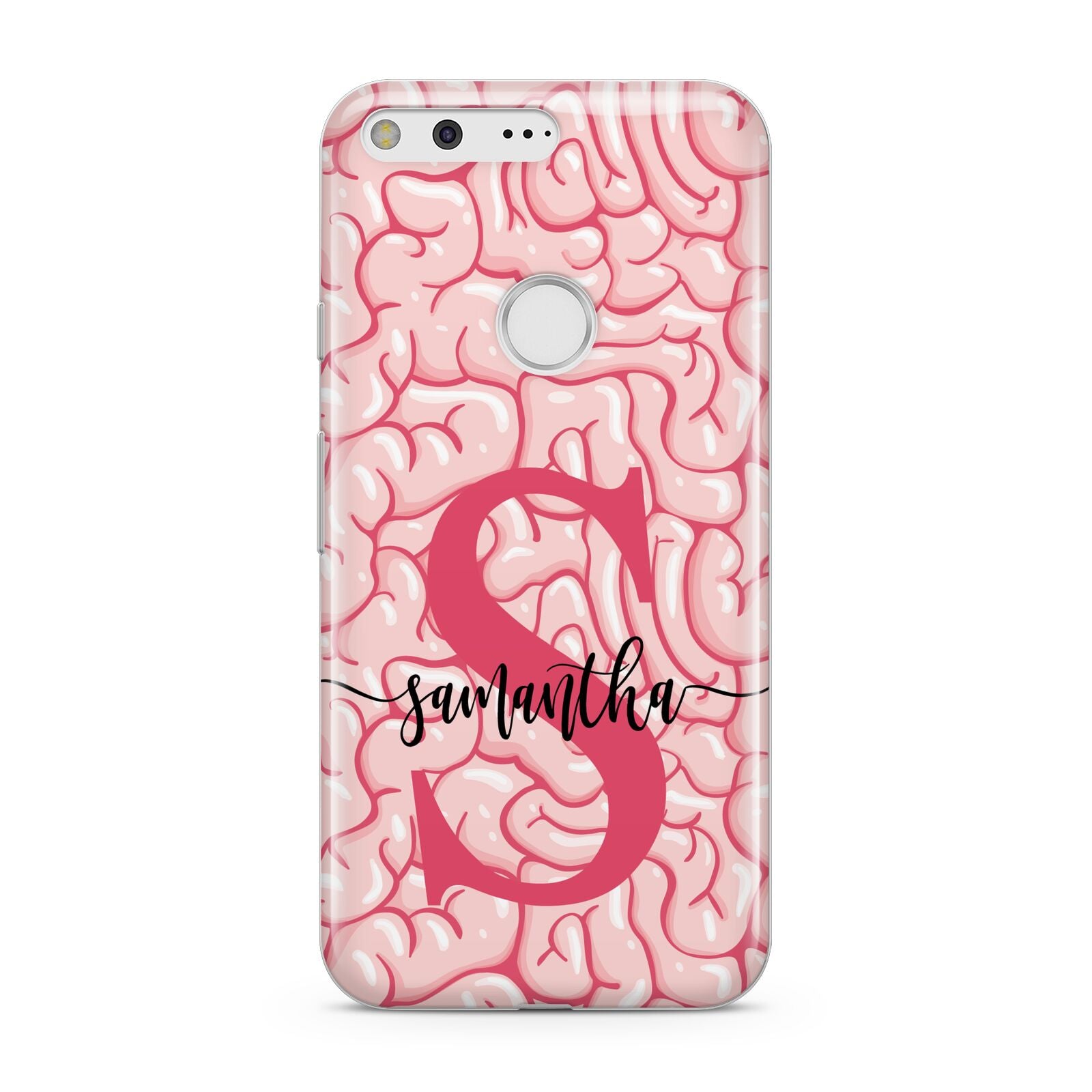 Brain Background with Monogram and Text Google Pixel Case