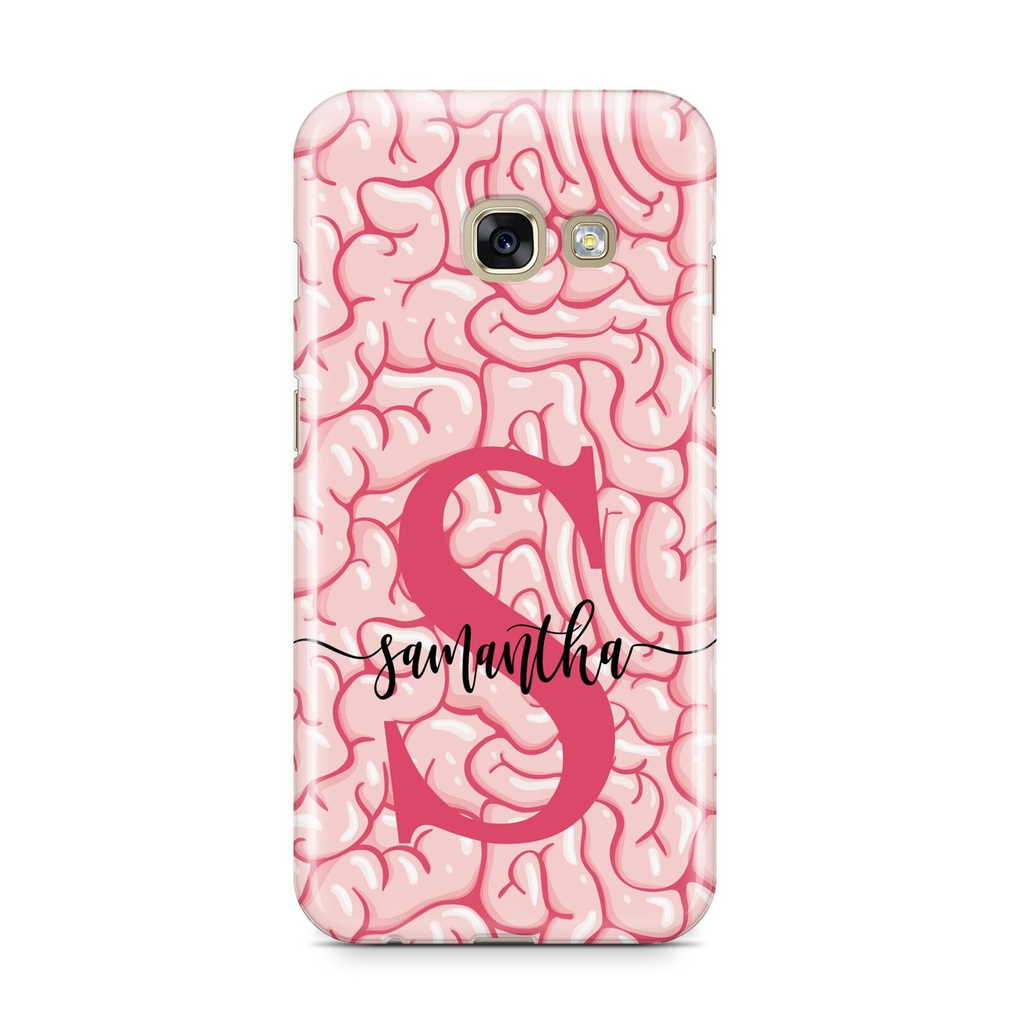 Brain Background with Monogram and Text Samsung Galaxy A3 2017 Case on gold phone