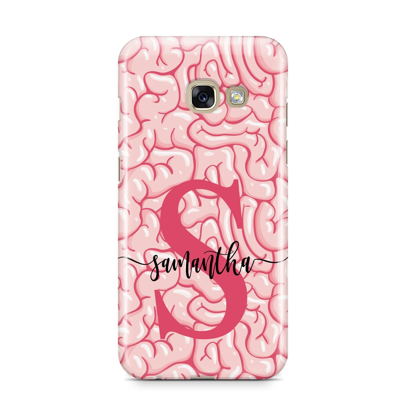 Brain Background with Monogram and Text Samsung Galaxy A3 2017 Case on gold phone