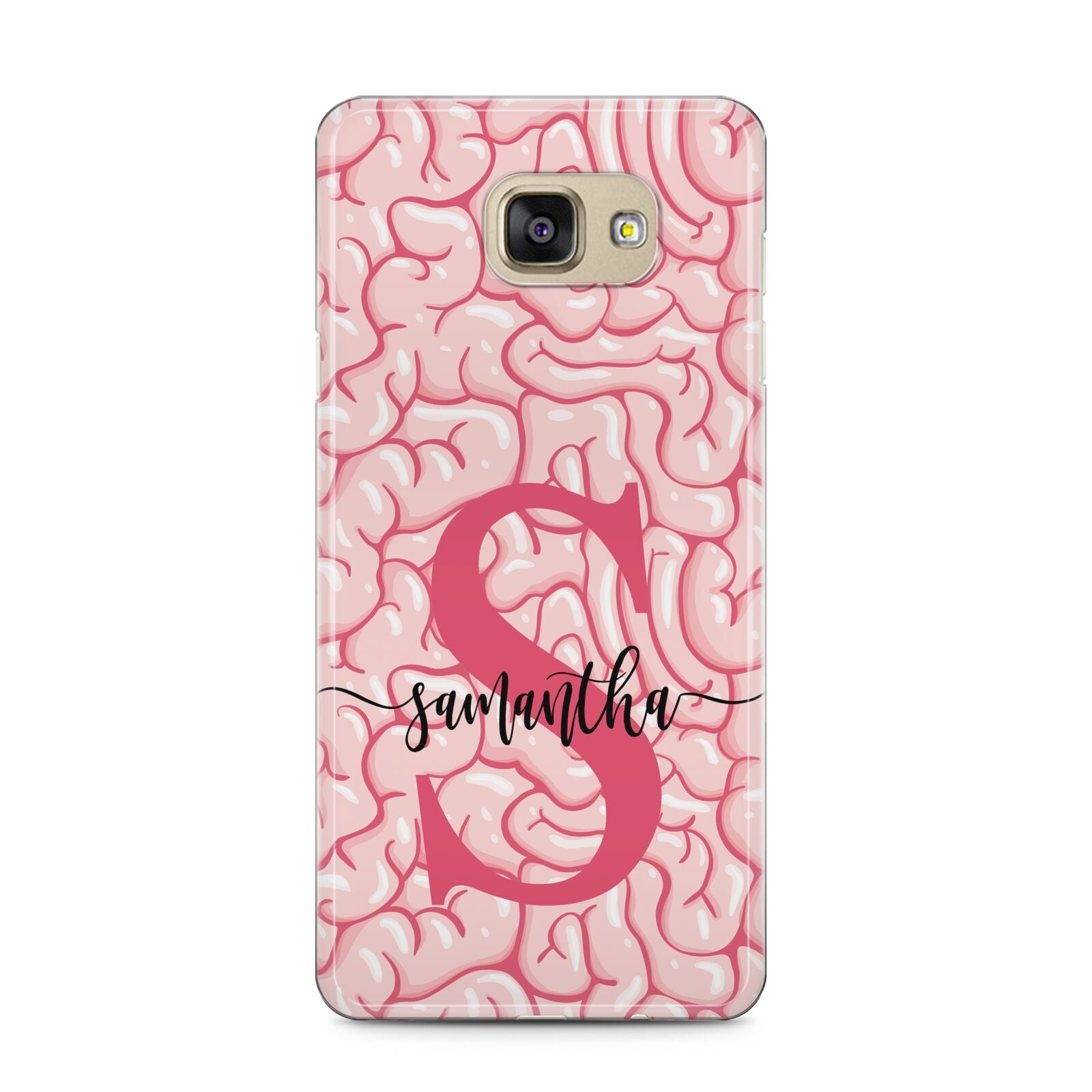 Brain Background with Monogram and Text Samsung Galaxy A5 2016 Case on gold phone