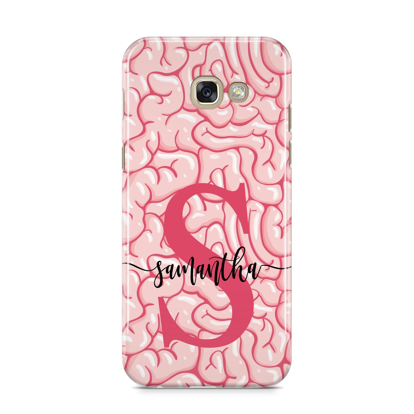 Brain Background with Monogram and Text Samsung Galaxy A5 2017 Case on gold phone