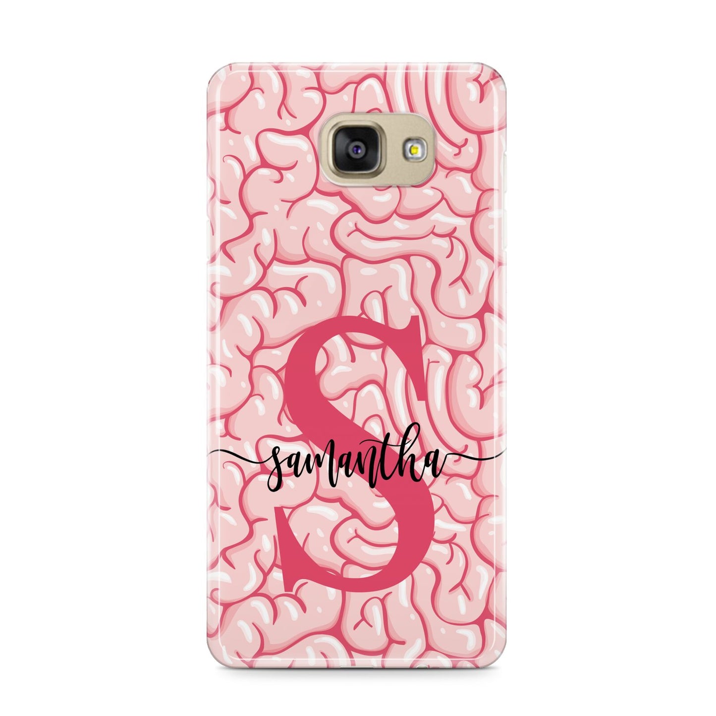 Brain Background with Monogram and Text Samsung Galaxy A9 2016 Case on gold phone