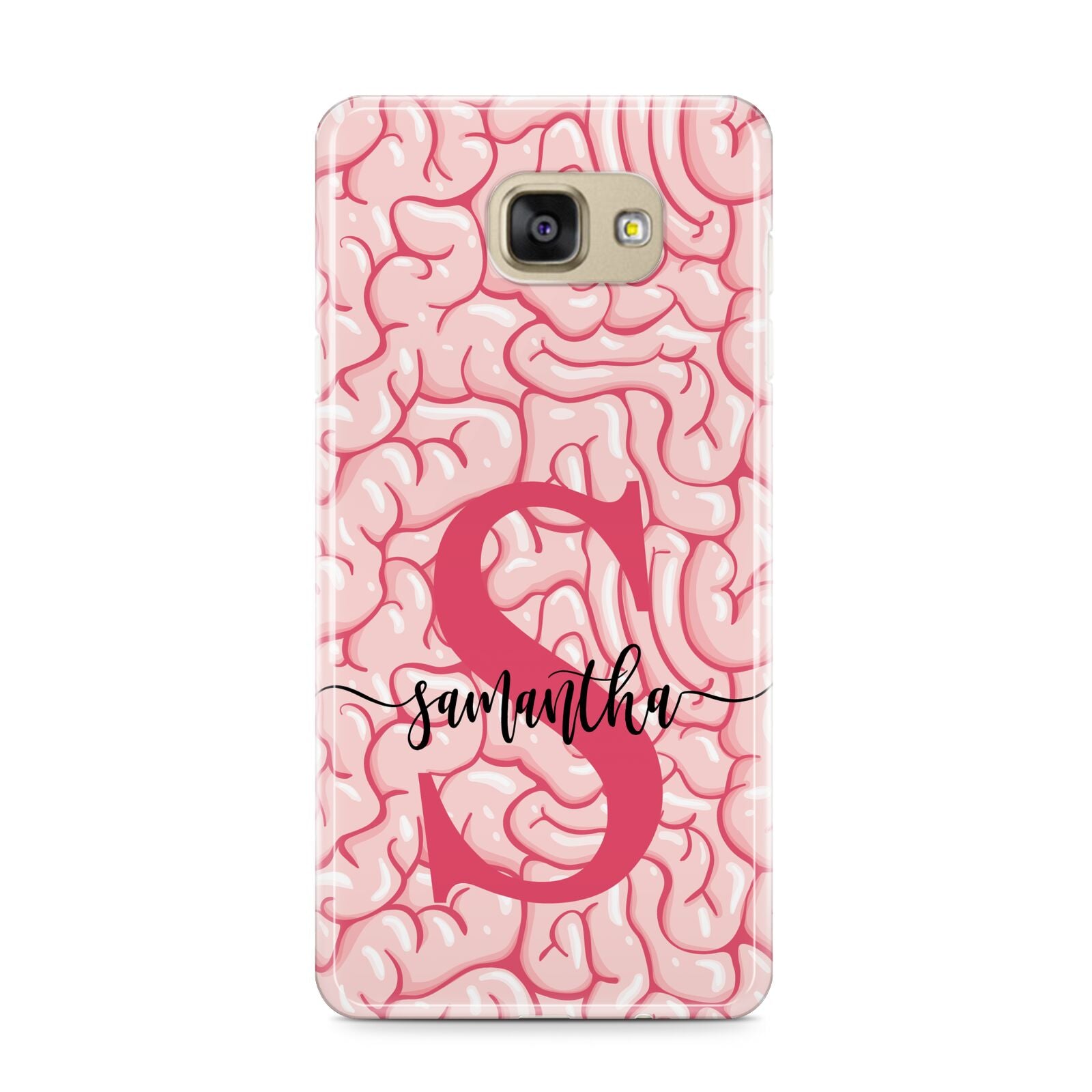 Brain Background with Monogram and Text Samsung Galaxy A9 2016 Case on gold phone