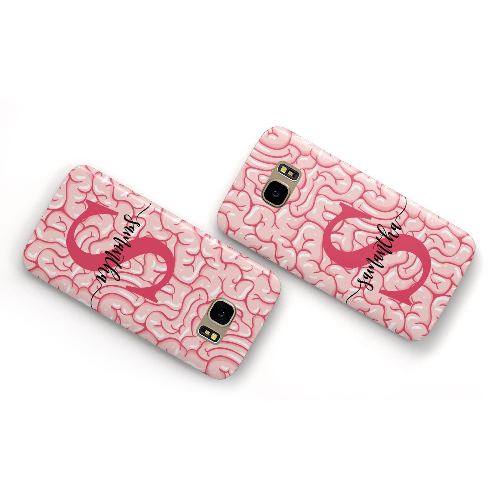Brain Background with Monogram and Text Samsung Galaxy Case Flat Overview