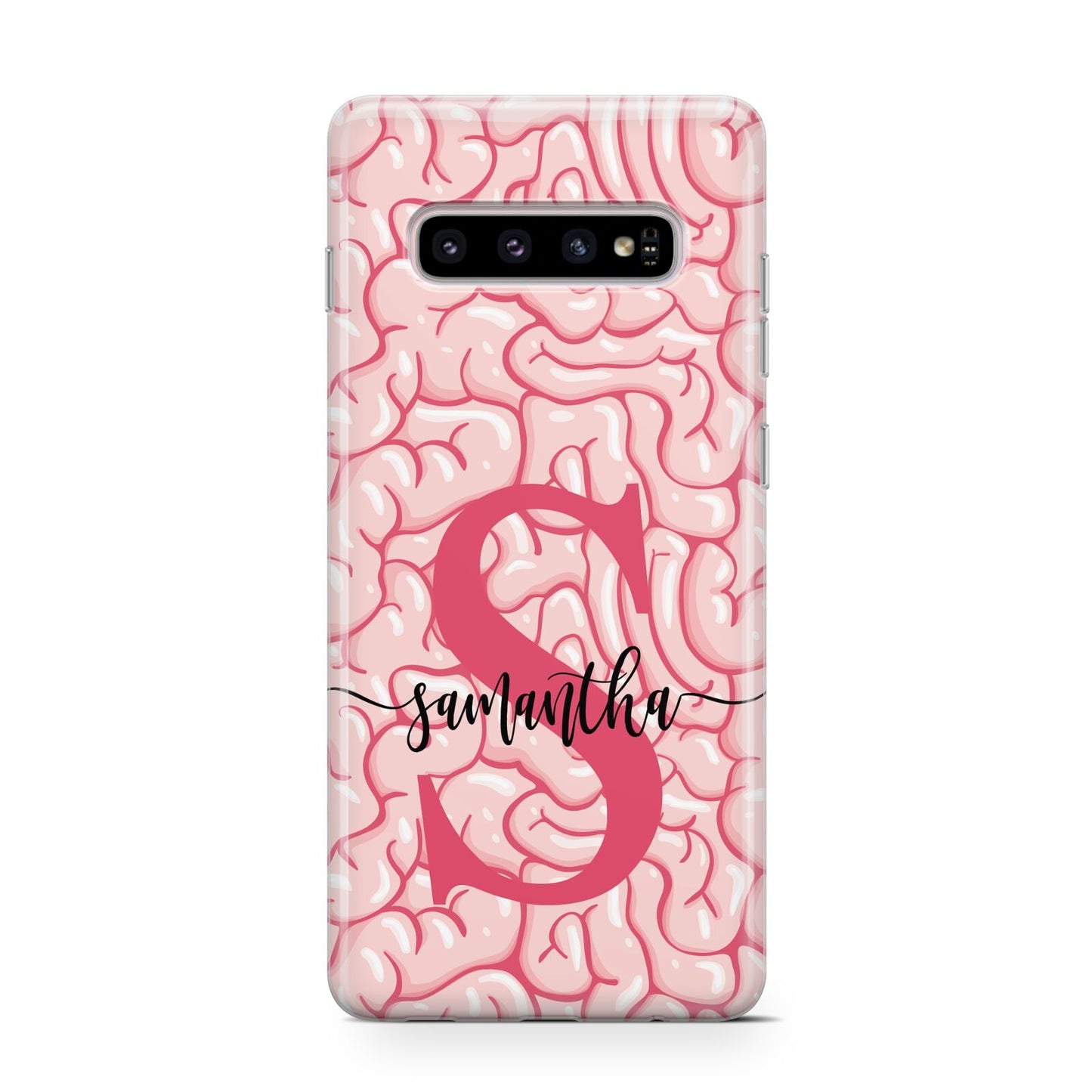 Brain Background with Monogram and Text Samsung Galaxy S10 Case
