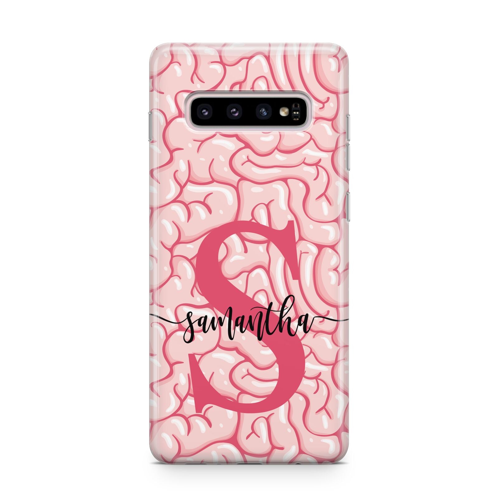 Brain Background with Monogram and Text Samsung Galaxy S10 Plus Case