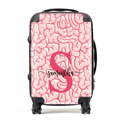 Brain Background with Monogram and Text Suitcase