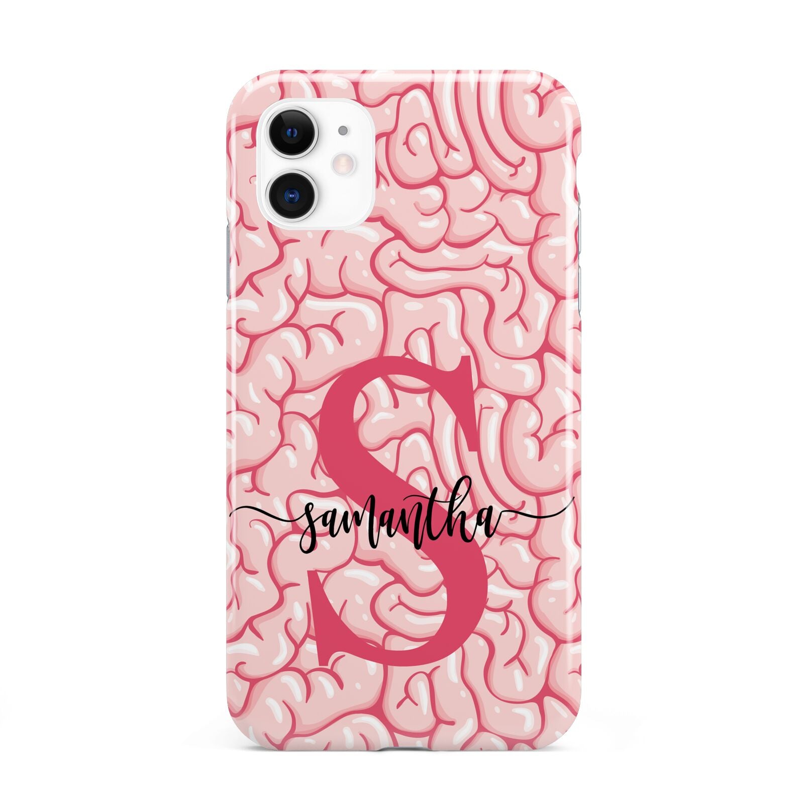 Brain Background with Monogram and Text iPhone 11 3D Tough Case