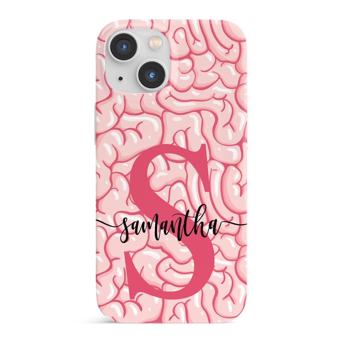 Brain Background with Monogram and Text iPhone 13 Mini Full Wrap 3D Snap Case
