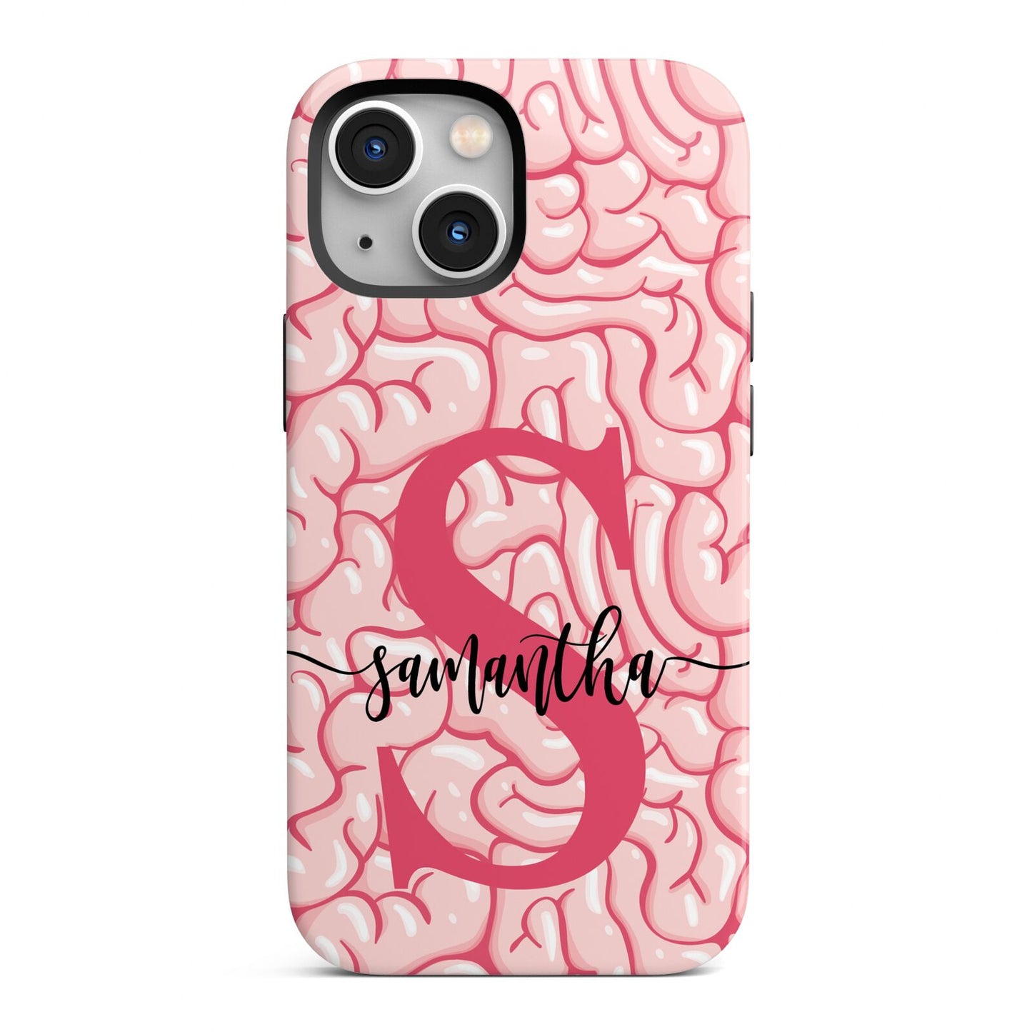 Brain Background with Monogram and Text iPhone 13 Mini Full Wrap 3D Tough Case