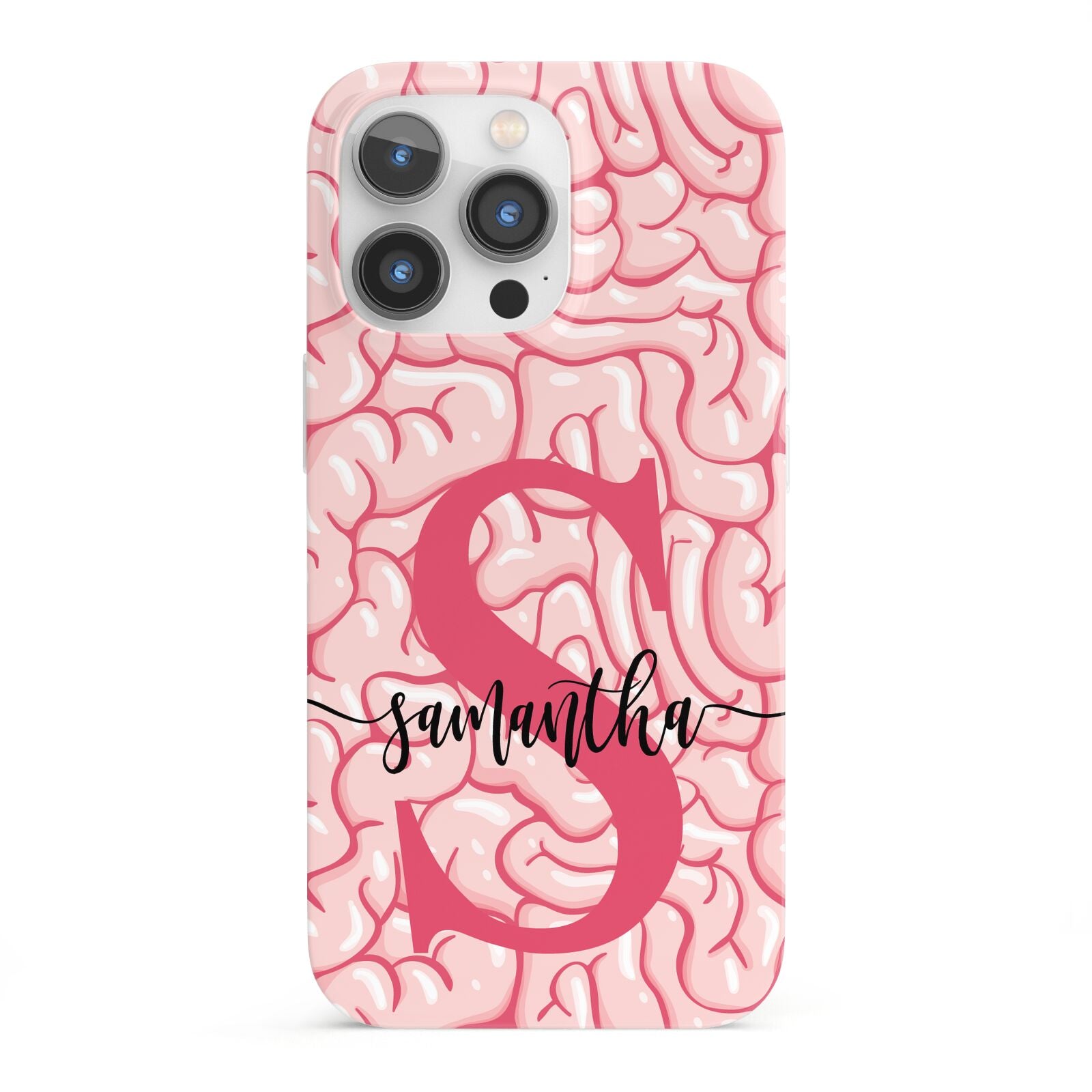 Brain Background with Monogram and Text iPhone 13 Pro Full Wrap 3D Snap Case