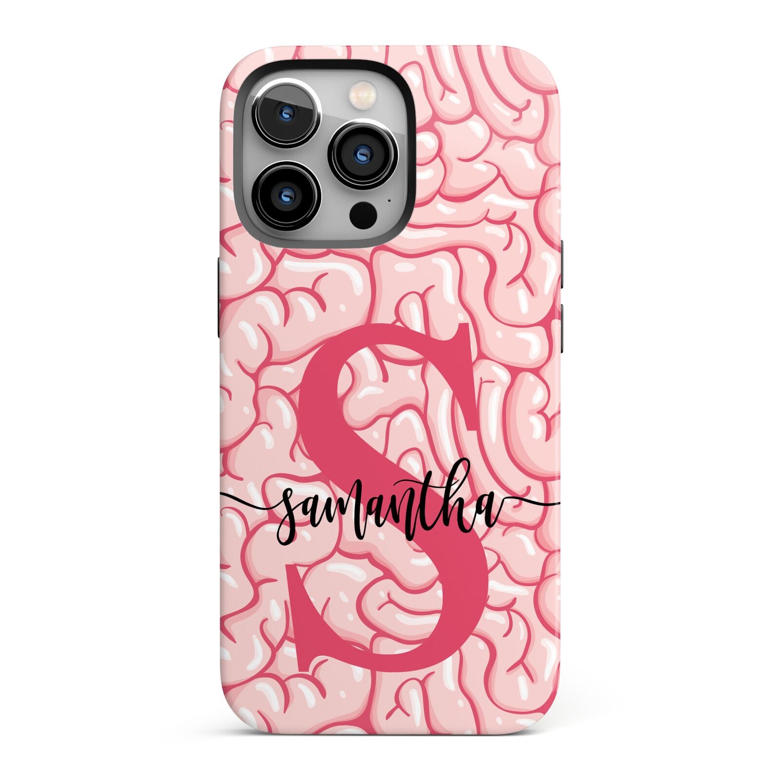 Brain Background with Monogram and Text iPhone 13 Pro Full Wrap 3D Tough Case
