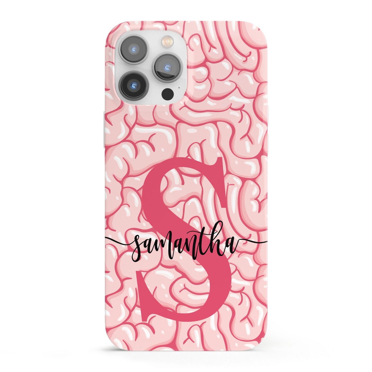 Brain Background with Monogram and Text iPhone 13 Pro Max Full Wrap 3D Snap Case