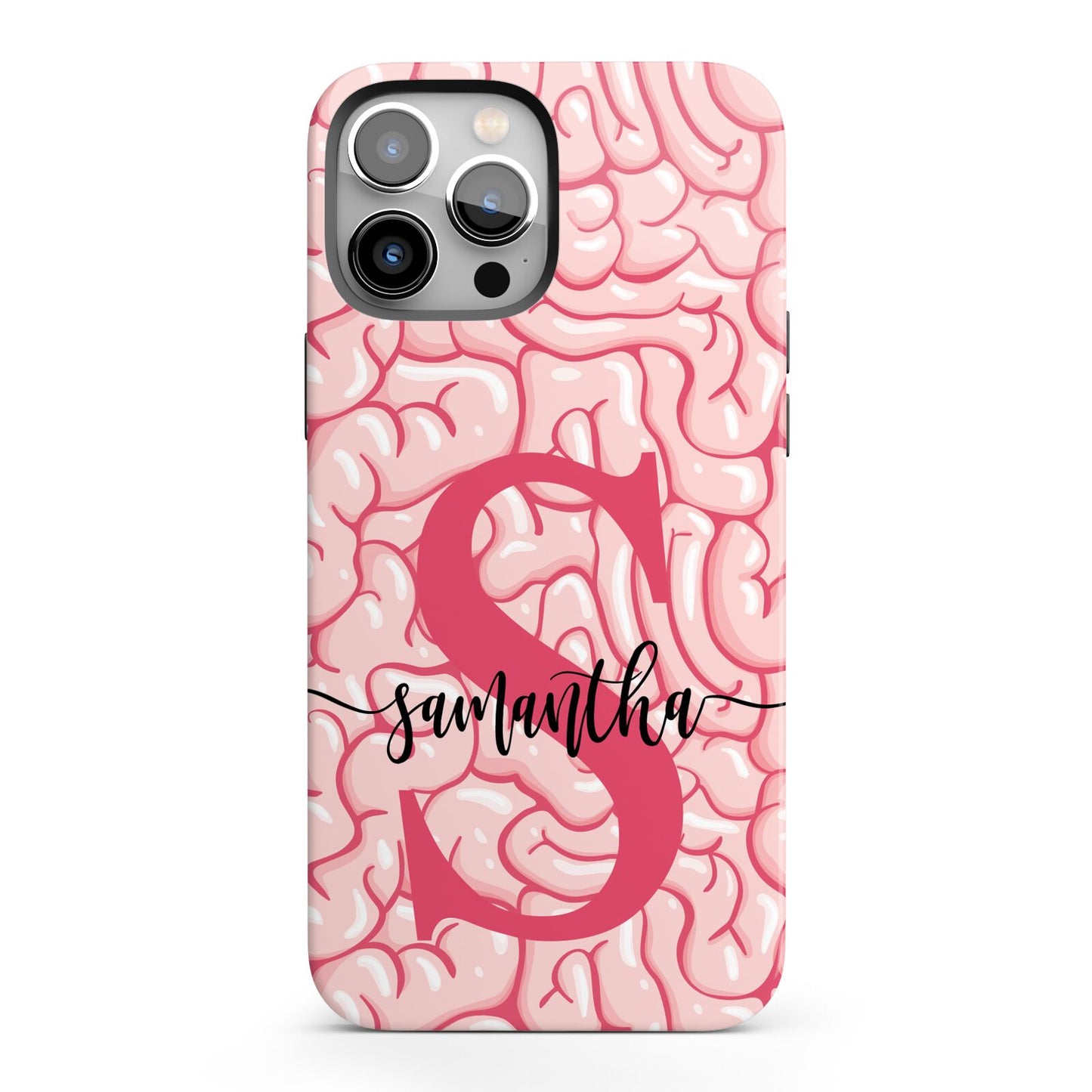 Brain Background with Monogram and Text iPhone 13 Pro Max Full Wrap 3D Tough Case