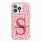Brain Background with Monogram and Text iPhone 13 Pro TPU Impact Case with Pink Edges