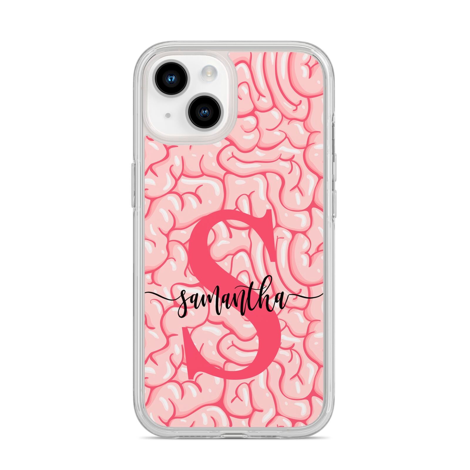Brain Background with Monogram and Text iPhone 14 Clear Tough Case Starlight