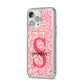 Brain Background with Monogram and Text iPhone 14 Pro Max Clear Tough Case Silver Angled Image