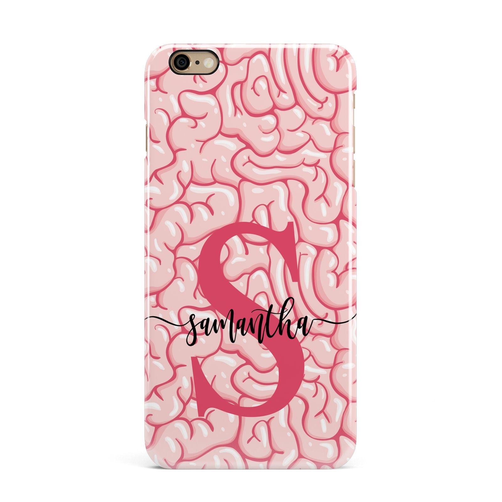 Brain Background with Monogram and Text iPhone 6 Plus 3D Snap Case on Gold Phone