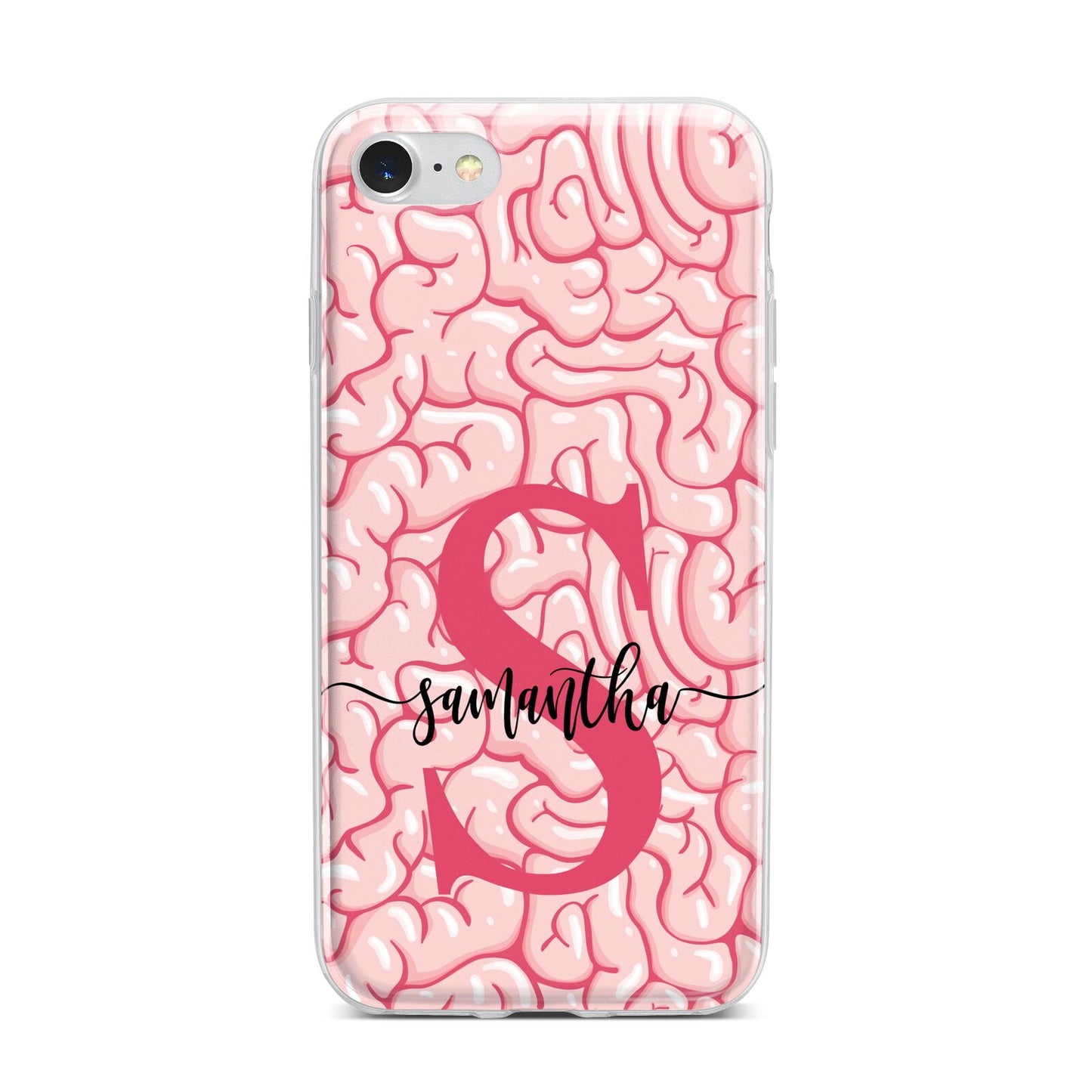 Brain Background with Monogram and Text iPhone 7 Bumper Case on Silver iPhone