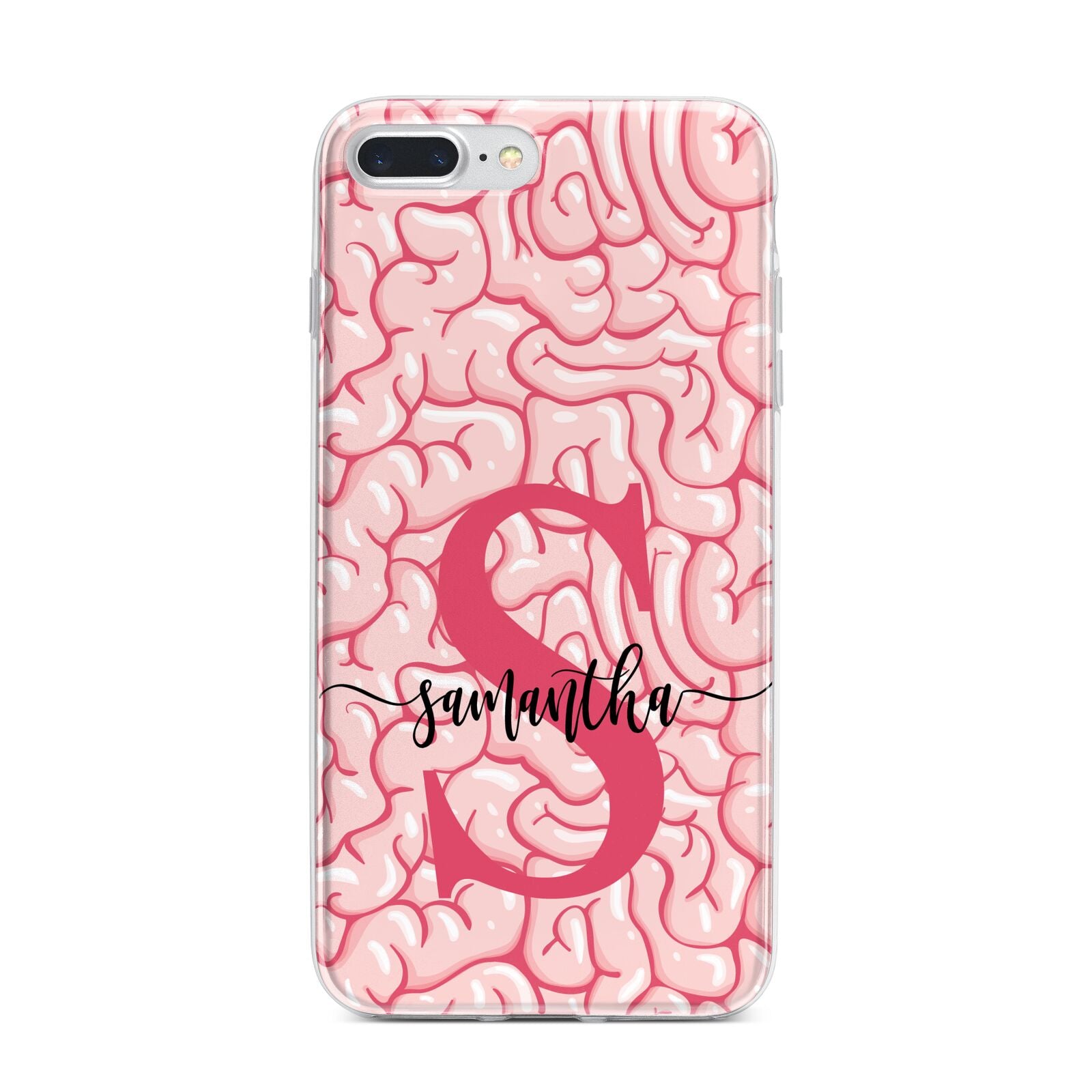 Brain Background with Monogram and Text iPhone 7 Plus Bumper Case on Silver iPhone