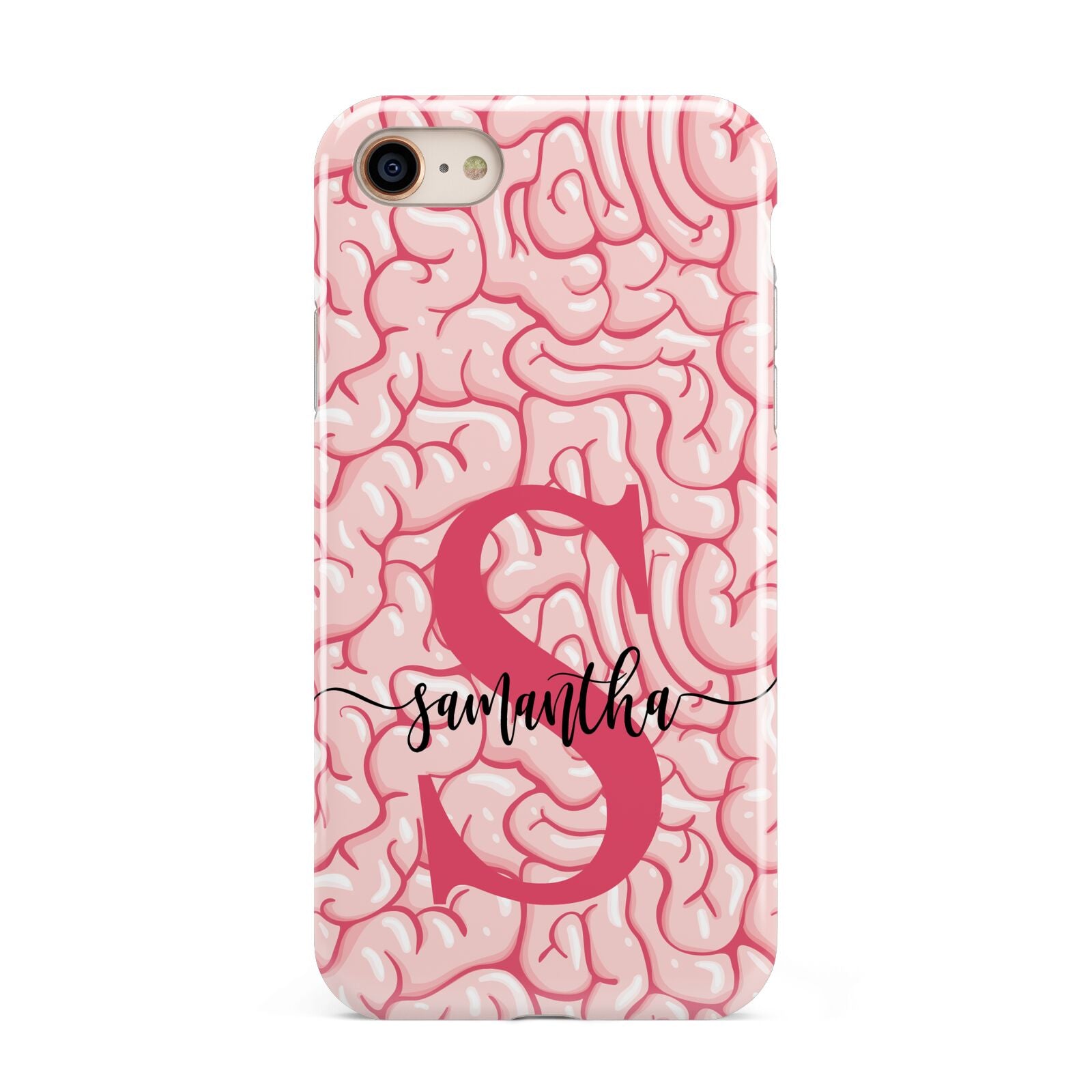Brain Background with Monogram and Text iPhone 8 3D Tough Case on Gold Phone