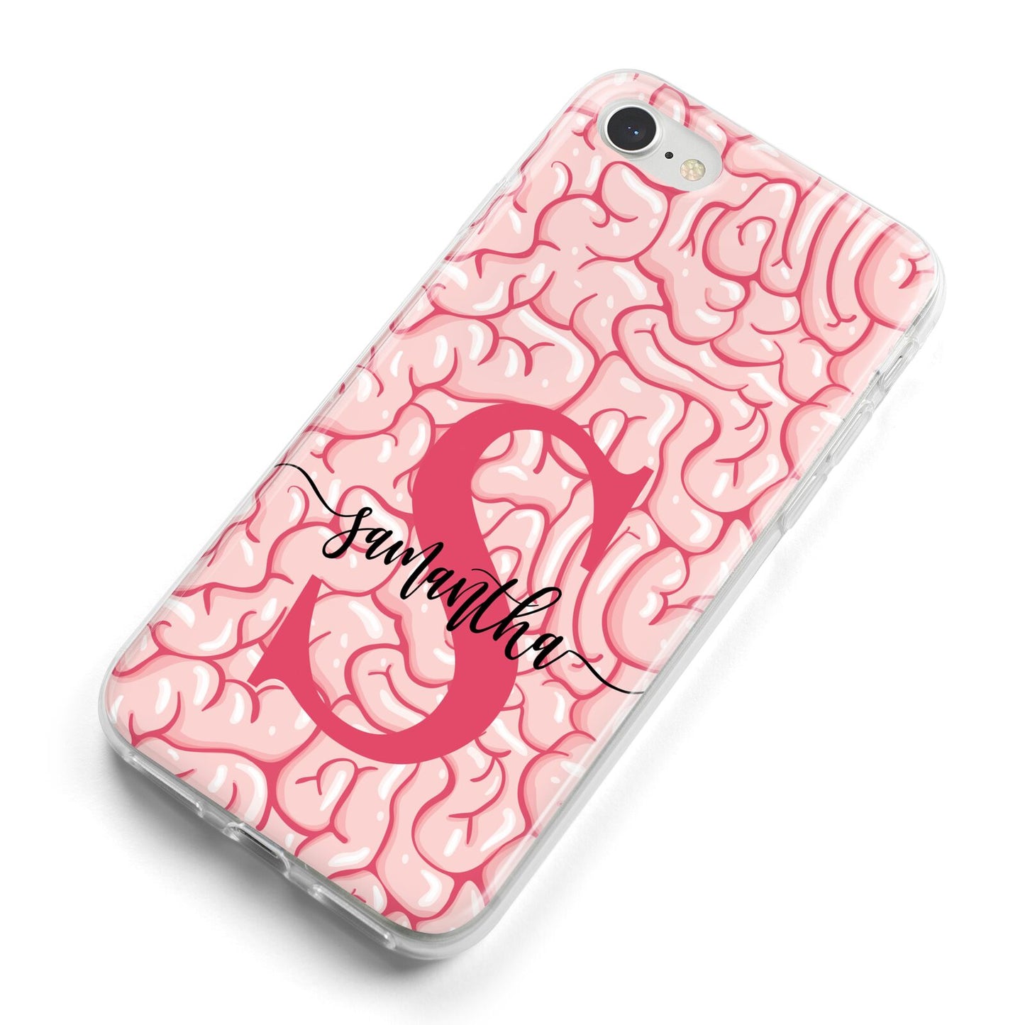 Brain Background with Monogram and Text iPhone 8 Bumper Case on Silver iPhone Alternative Image