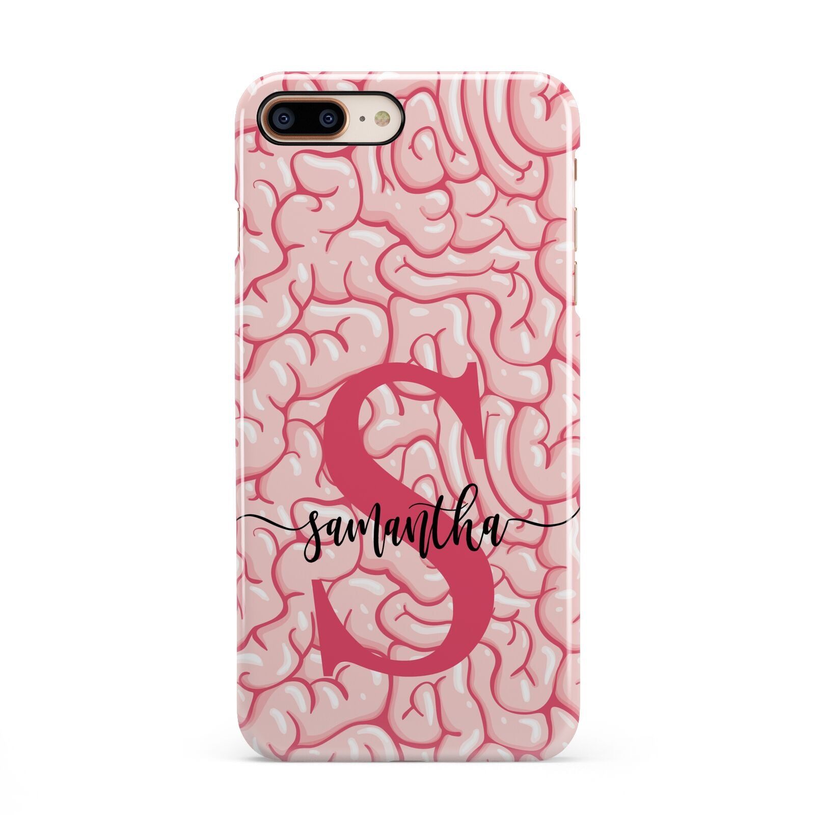 Brain Background with Monogram and Text iPhone 8 Plus 3D Snap Case on Gold Phone