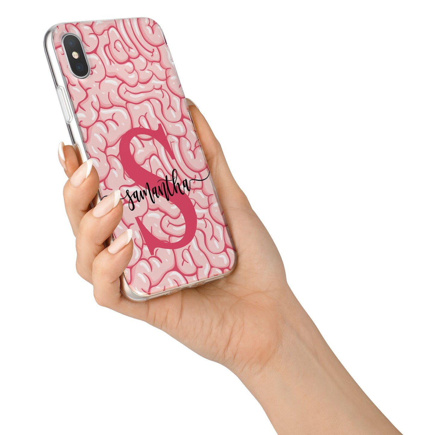 Brain Background with Monogram and Text iPhone X Bumper Case on Silver iPhone Alternative Image 2
