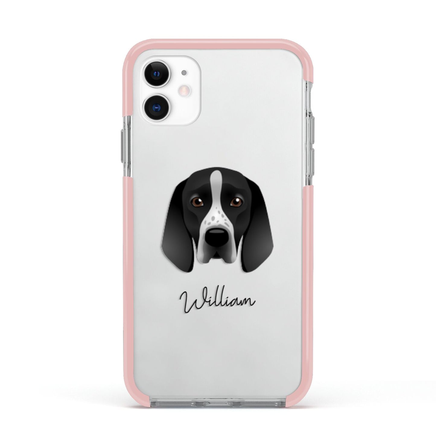 Braque D Auvergne Personalised Apple iPhone 11 in White with Pink Impact Case