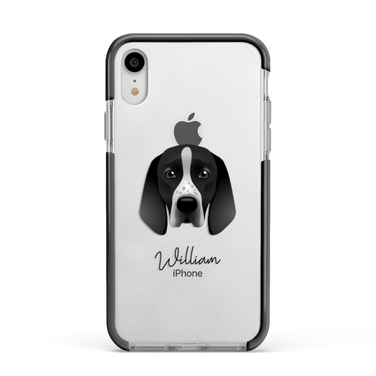 Braque D Auvergne Personalised Apple iPhone XR Impact Case Black Edge on Silver Phone