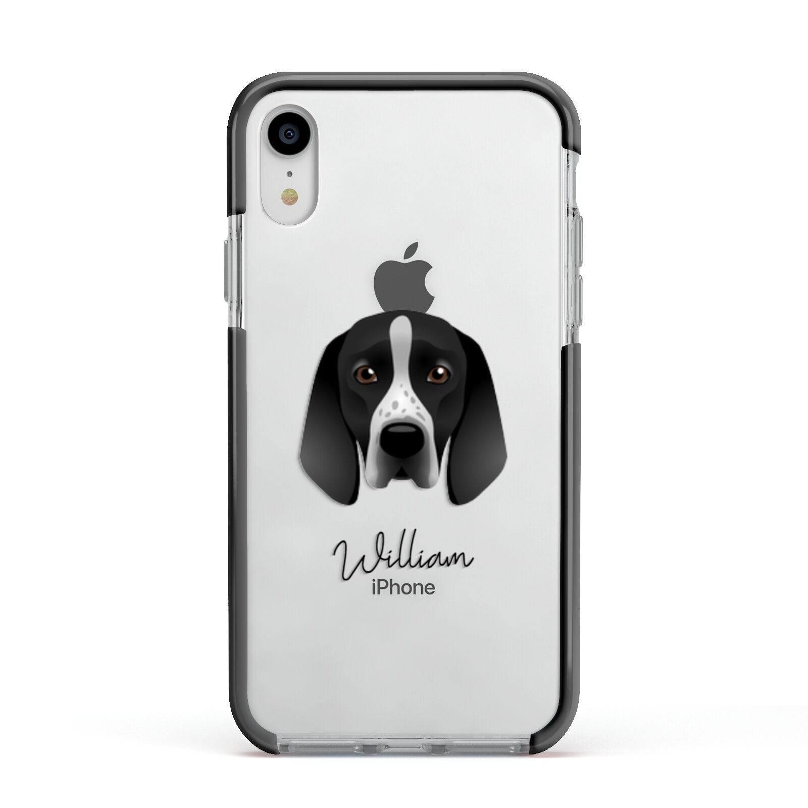 Braque D Auvergne Personalised Apple iPhone XR Impact Case Black Edge on Silver Phone