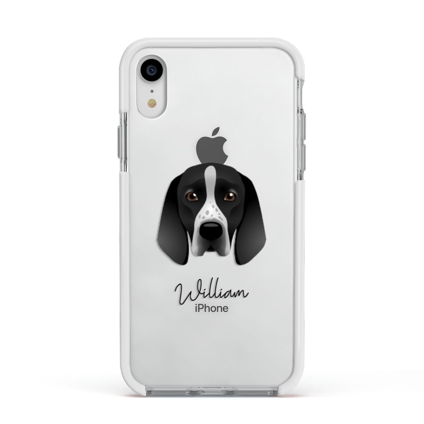 Braque D Auvergne Personalised Apple iPhone XR Impact Case White Edge on Silver Phone