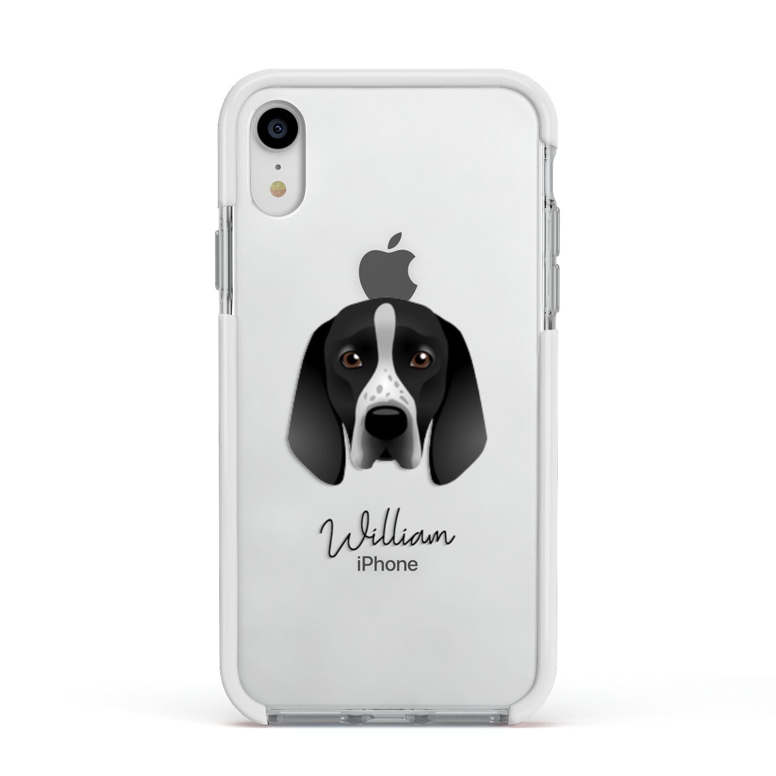 Braque D Auvergne Personalised Apple iPhone XR Impact Case White Edge on Silver Phone