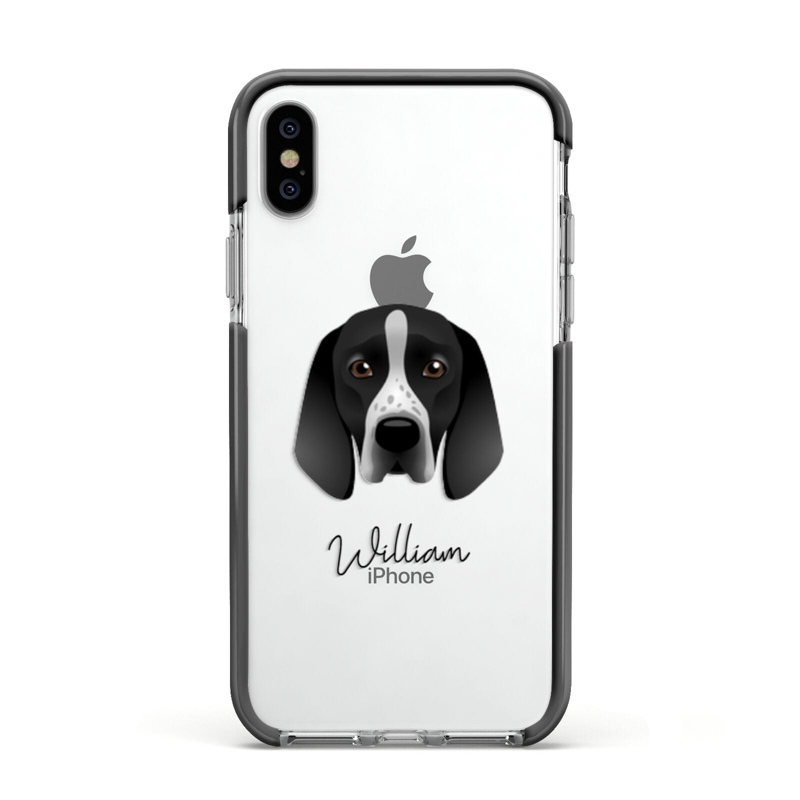 Braque D Auvergne Personalised Apple iPhone Xs Impact Case Black Edge on Silver Phone