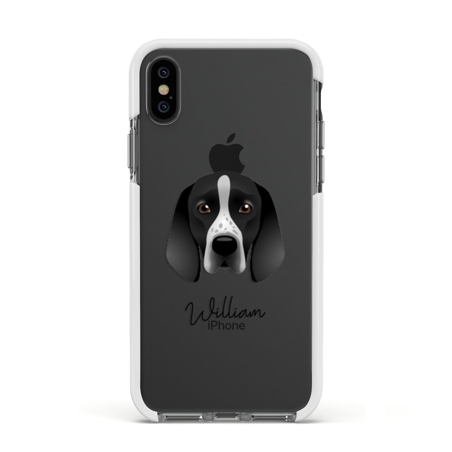 Braque D Auvergne Personalised Apple iPhone Xs Impact Case White Edge on Black Phone