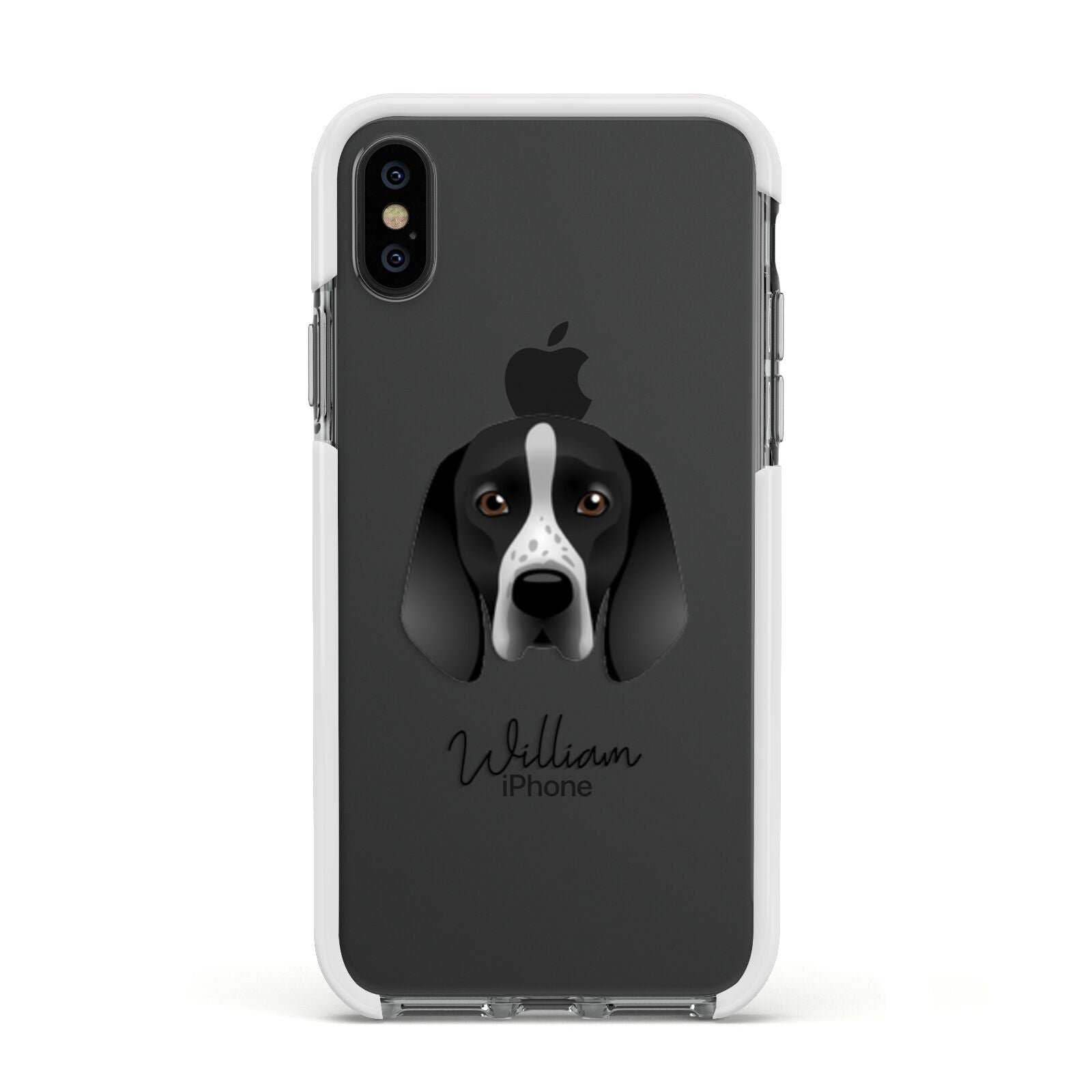 Braque D Auvergne Personalised Apple iPhone Xs Impact Case White Edge on Black Phone