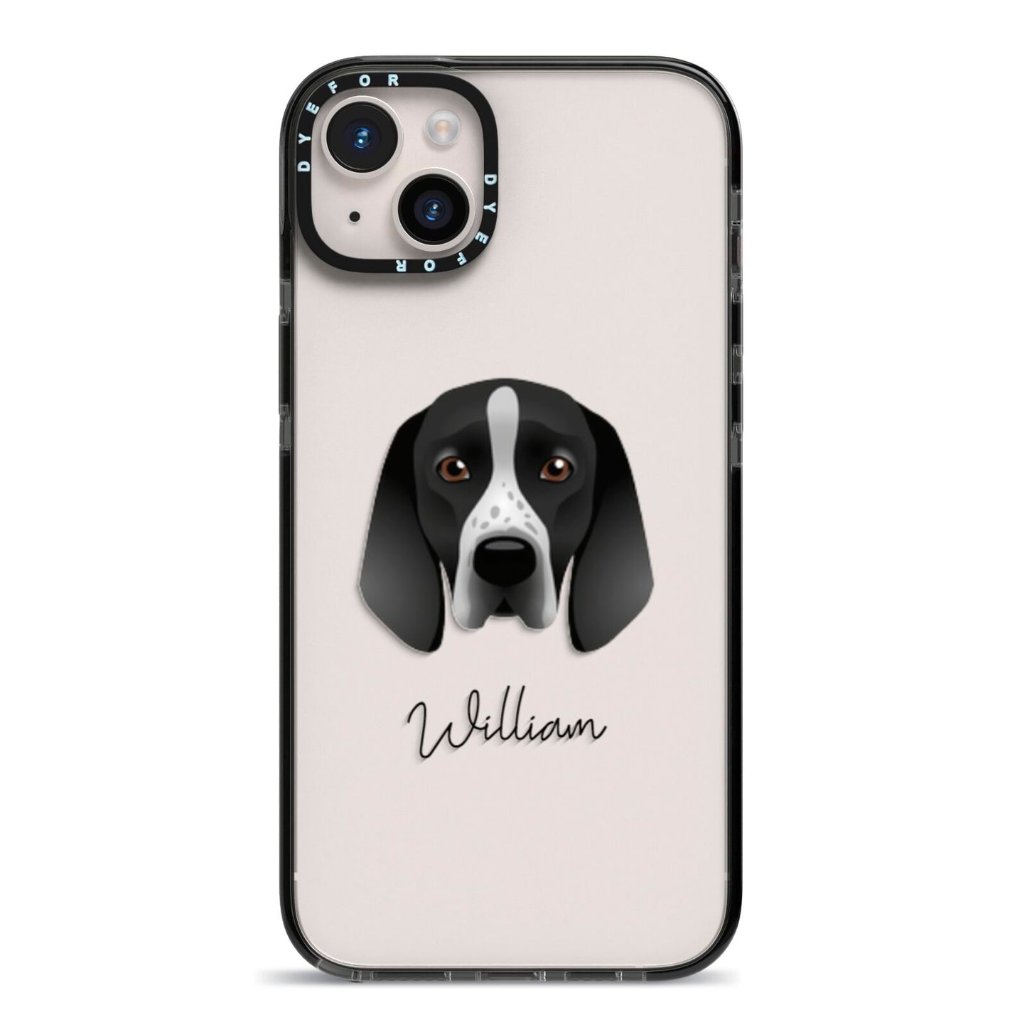 Braque D Auvergne Personalised iPhone 14 Plus Black Impact Case on Silver phone