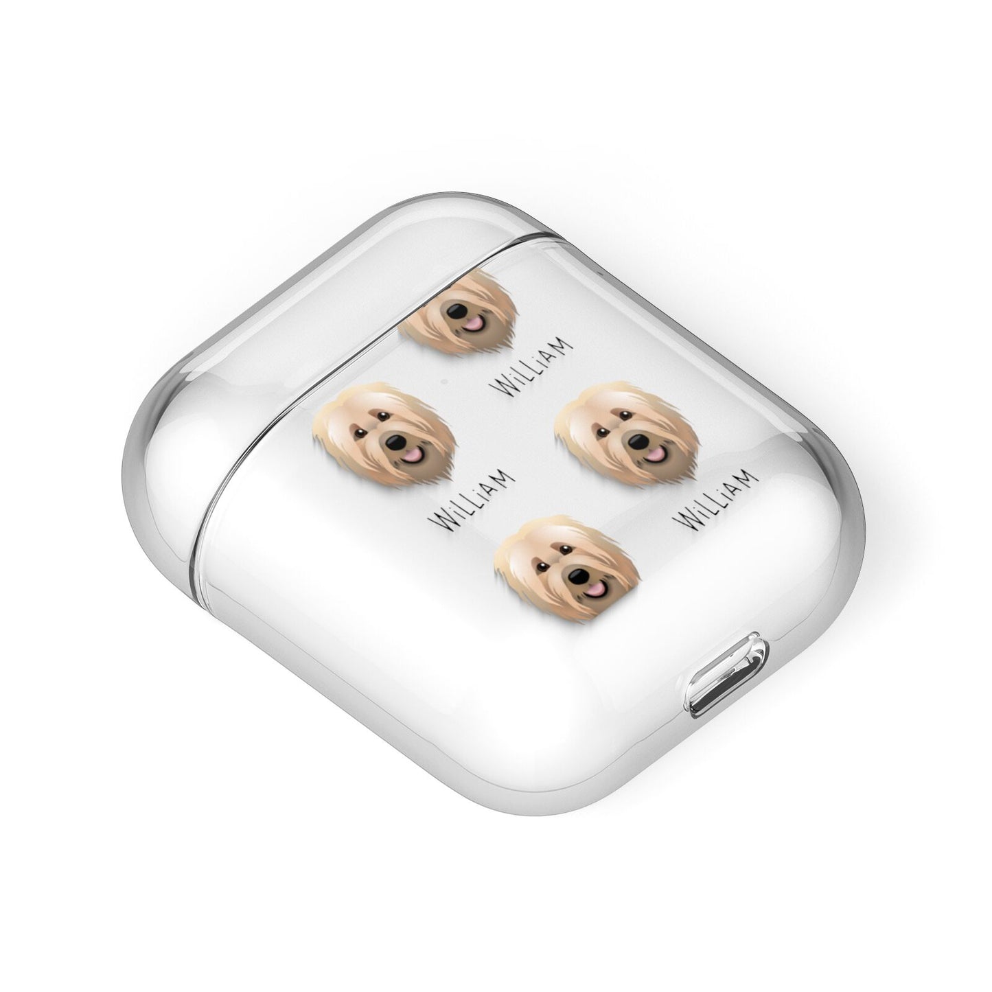 Briard Icon with Name AirPods Case Laid Flat