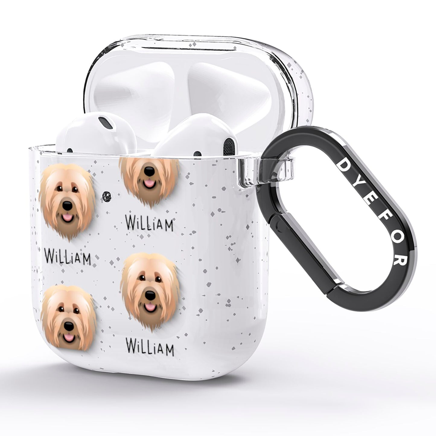 Briard Icon with Name AirPods Glitter Case Side Image