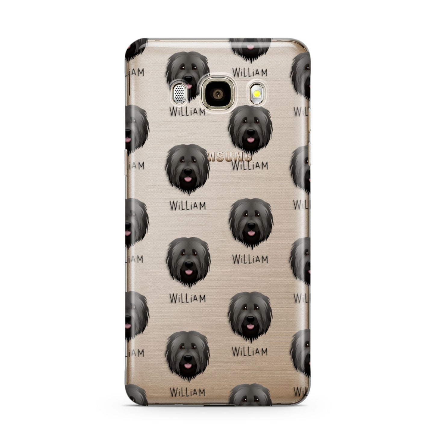 Briard Icon with Name Samsung Galaxy J7 2016 Case on gold phone