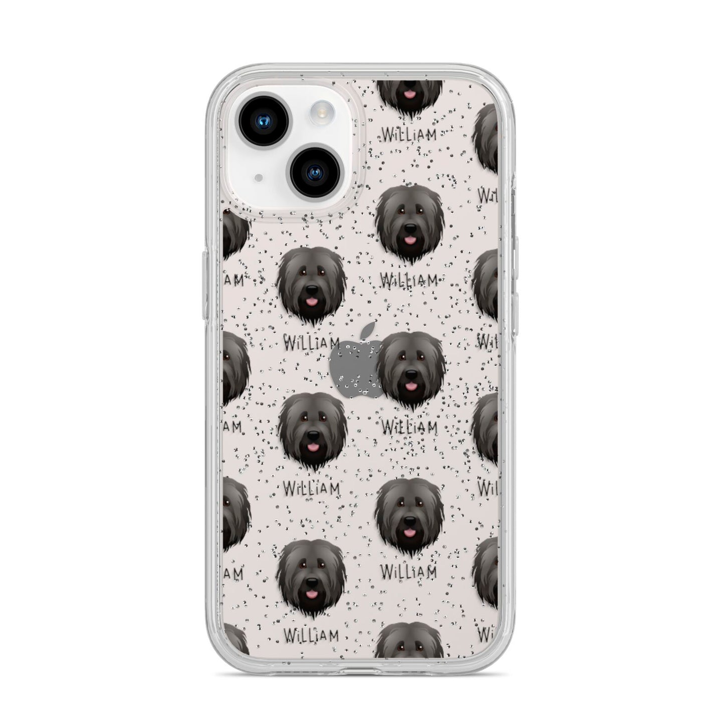 Briard Icon with Name iPhone 14 Glitter Tough Case Starlight