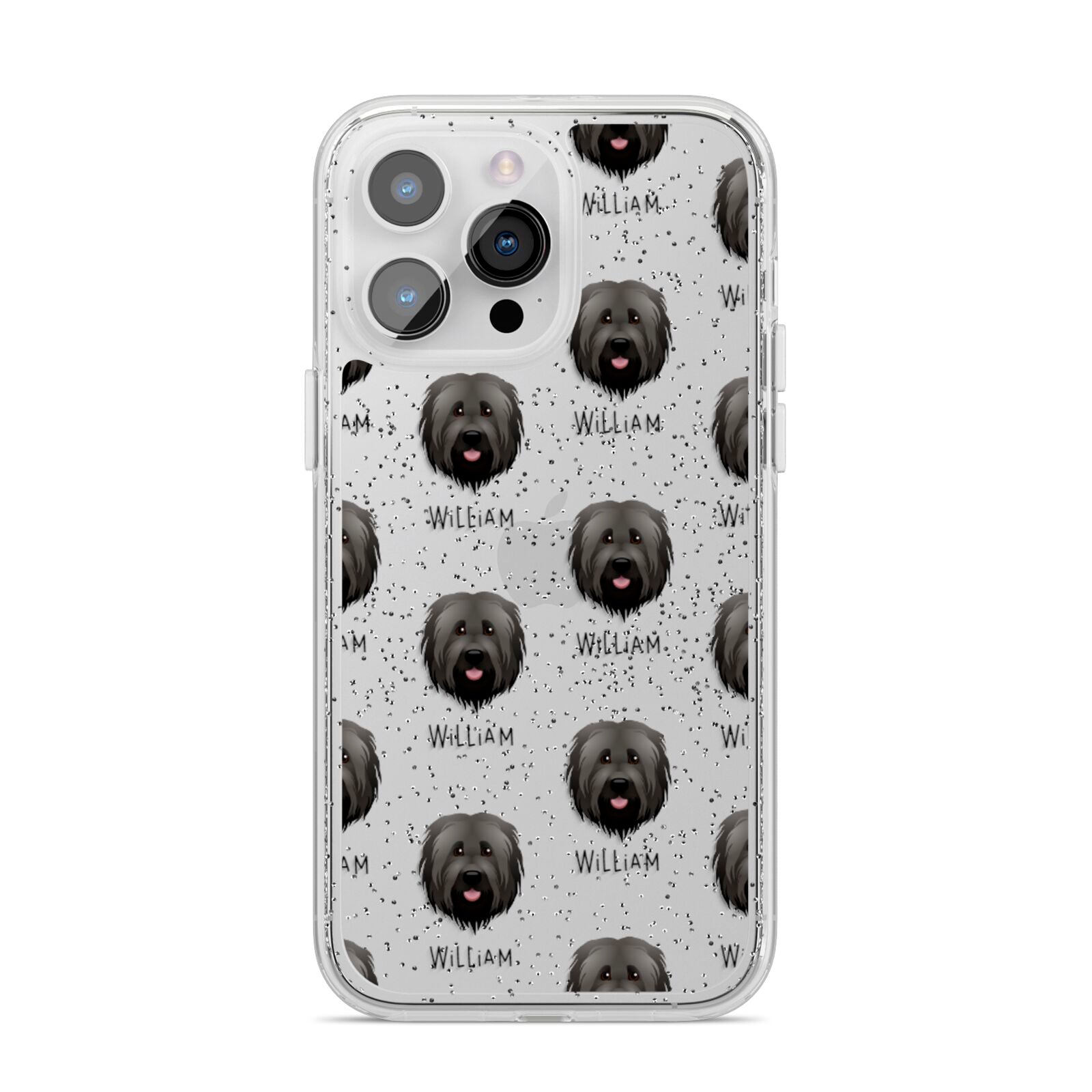 Briard Icon with Name iPhone 14 Pro Max Glitter Tough Case Silver