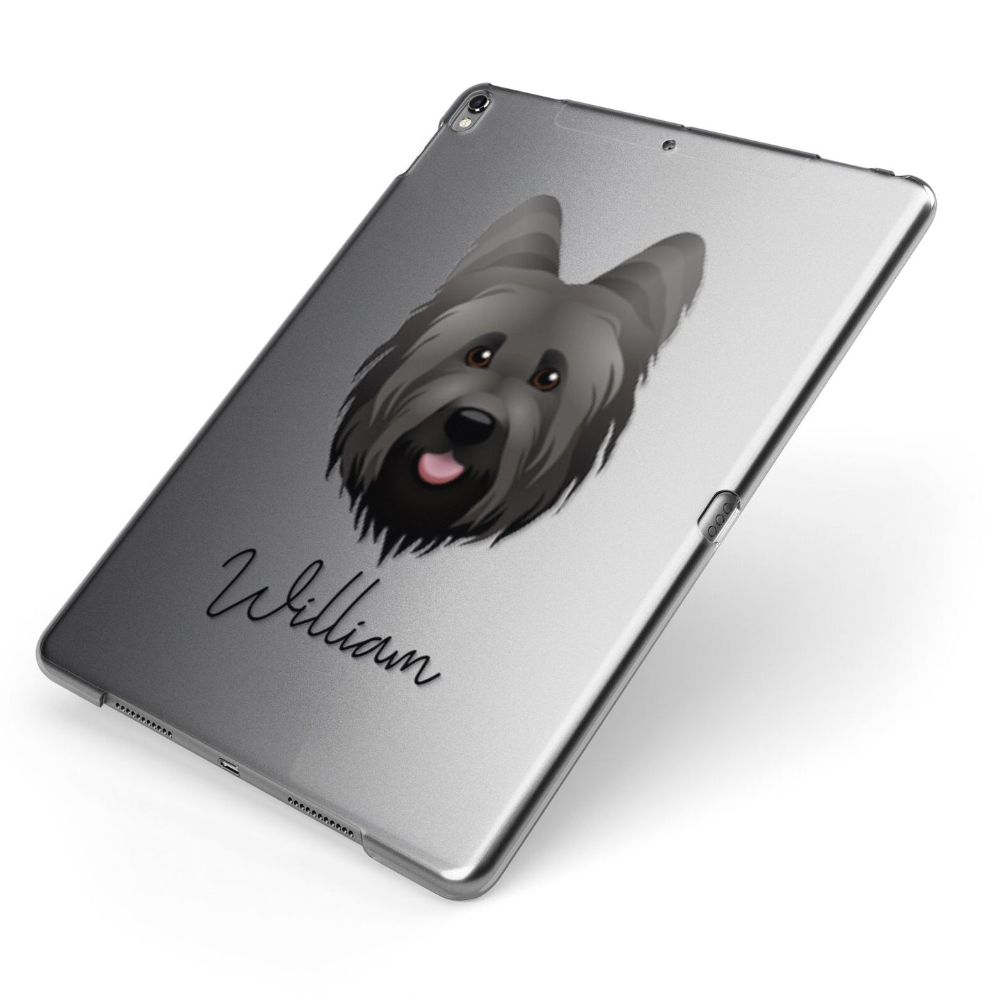 Briard Personalised Apple iPad Case on Grey iPad Side View