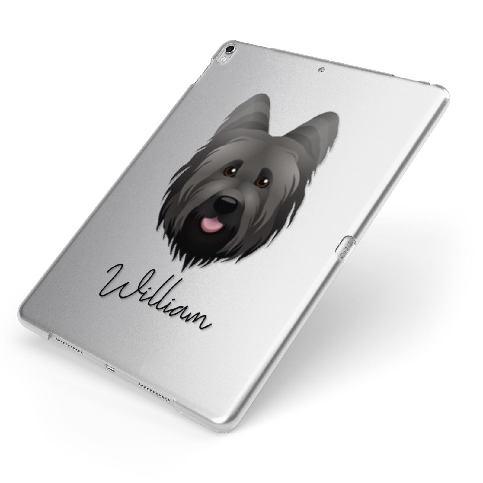Briard Personalised Apple iPad Case on Silver iPad Side View