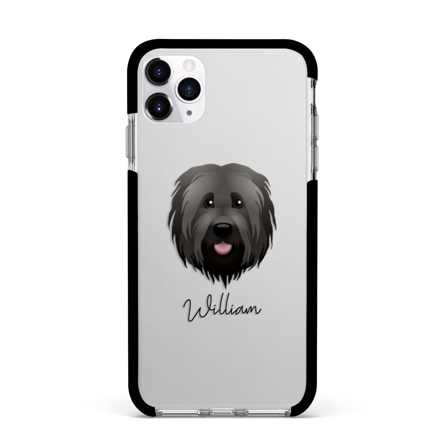 Briard Personalised Apple iPhone 11 Pro Max in Silver with Black Impact Case