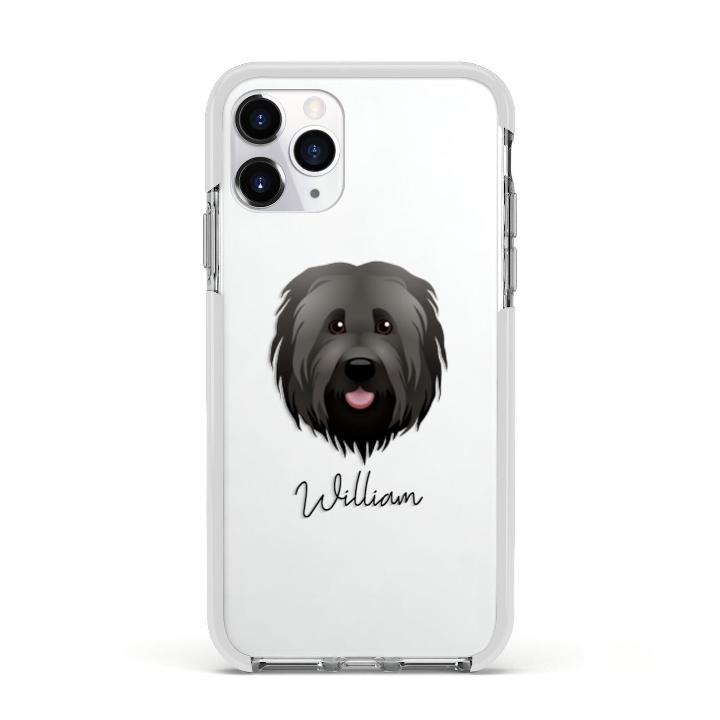 Briard Personalised Apple iPhone 11 Pro in Silver with White Impact Case