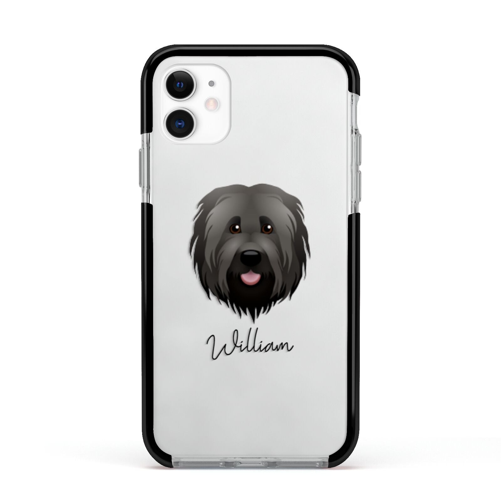 Briard Personalised Apple iPhone 11 in White with Black Impact Case