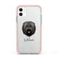 Briard Personalised Apple iPhone 11 in White with Pink Impact Case