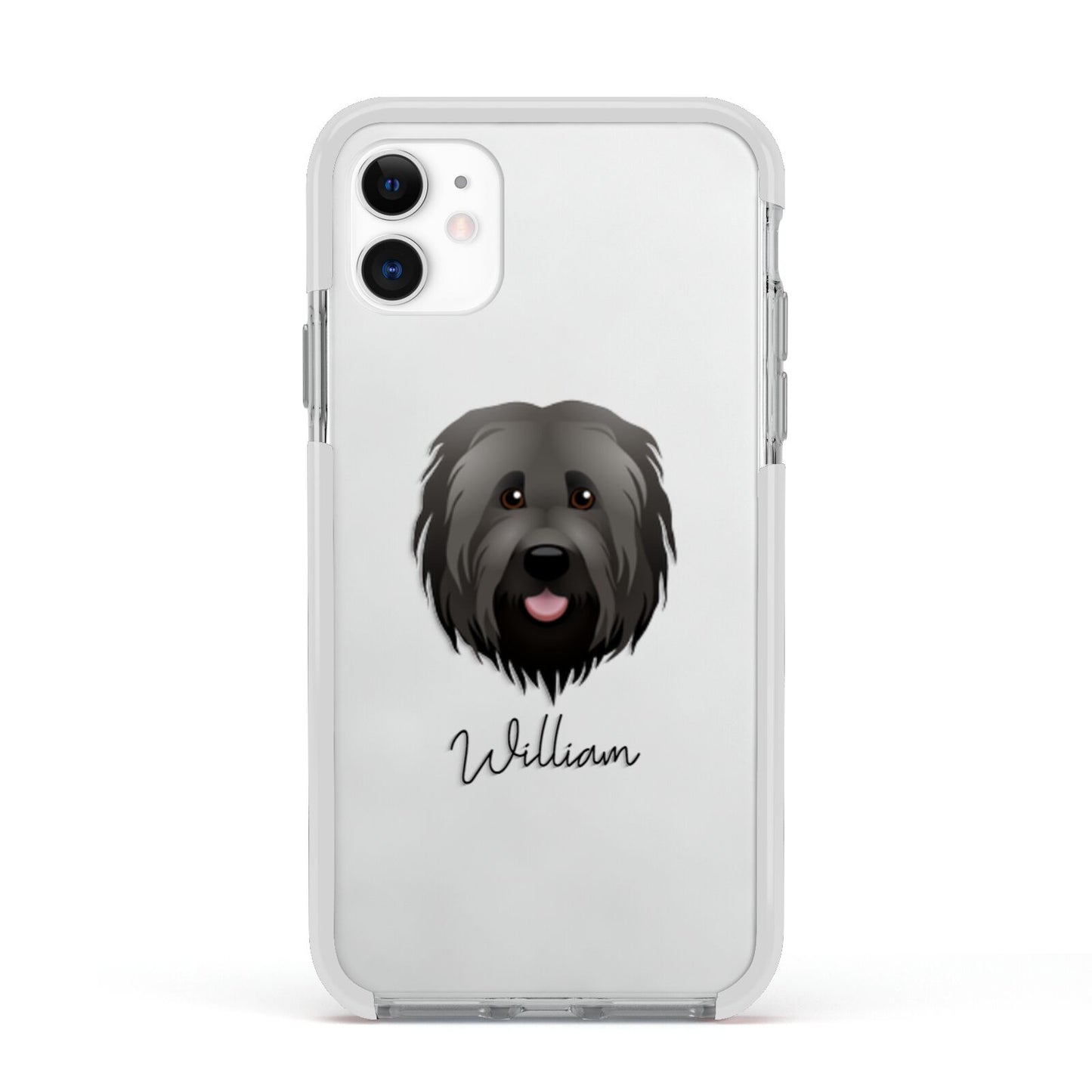 Briard Personalised Apple iPhone 11 in White with White Impact Case